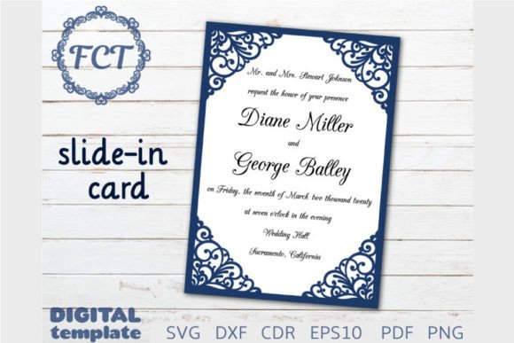 Download Laser Cut Slide-in Card Wedding Invite - Slide Collection