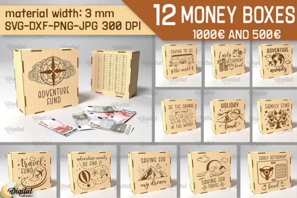 Download 3D Money Bank Box Laser Cut Bundle - Bank Collection