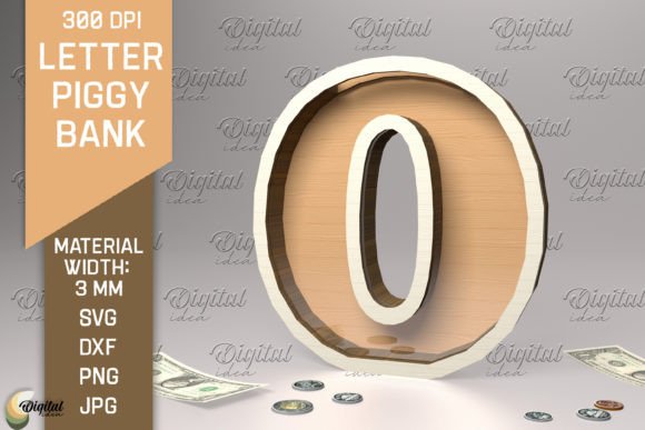 Download Letter Piggy Bank Laser Cut. Letter O - Bank Collection