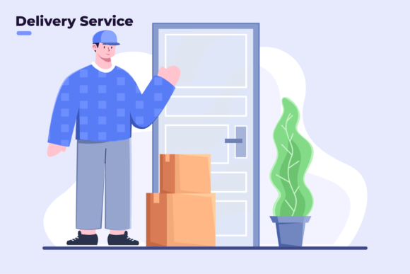 Download Courier Finishes Deliver Parcel to Buyer - Premium Resources