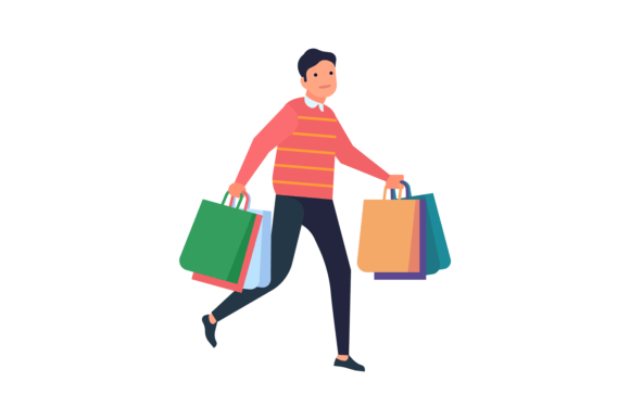 Download Man Carrying Shopping Bags. Buyer Walkin - Premium Bundle