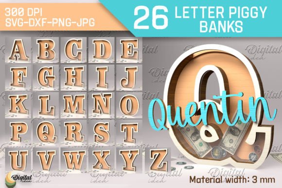 Download Letter Piggy Bank Laser Cut Bundle - Bank Collection