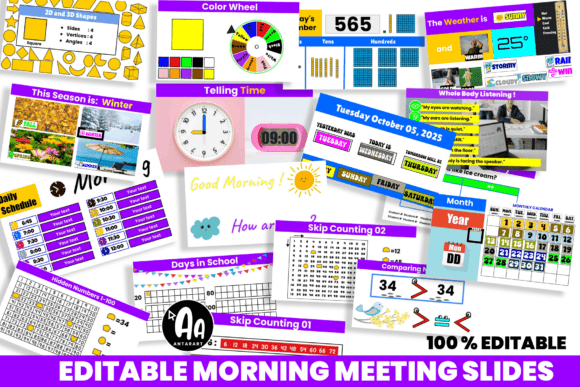 Download Morning Meeting Slides, Calendar &amp; Math - Slide Collection