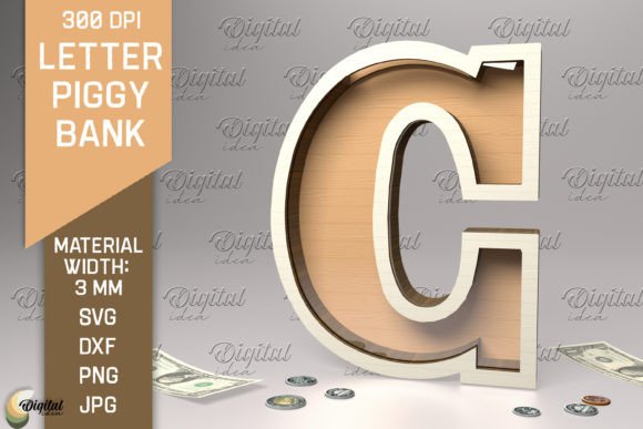 Download Letter Piggy Bank Laser Cut. Letter C - Bank Collection