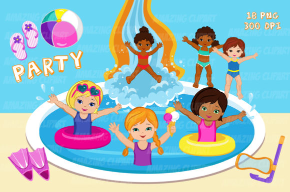 Download Water Slide Girl Clipart, Pool Party - Slide Collection