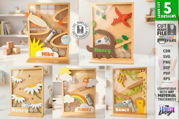 Download Coin Drop Bank Laser Cut Bundle | Money - Bank Collection