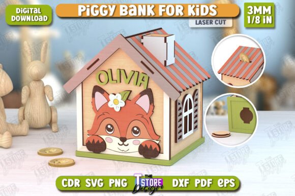 Download Personalized Piggy Bank Laser Cut | Fox - Bank Collection