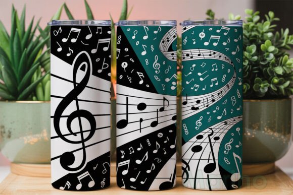 Download Dynamic Music Notes Teal Black Tumbler - Note Collection
