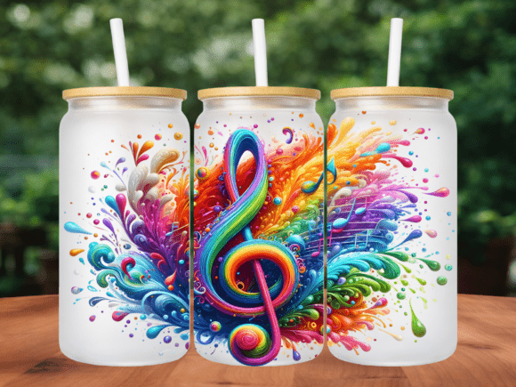 Download Neon Music Note Treble 16oz Tumbler Wrap - Note Collection