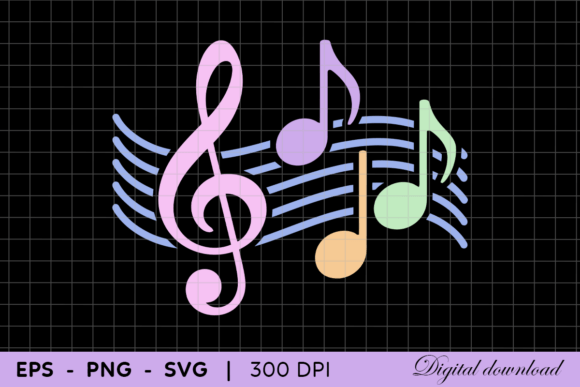 Download Colorful Pastel Music Notes with Treble - Note Collection