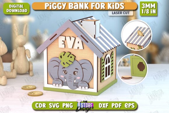 Download Piggy Bank Laser Cut | Elephant Design - Bank Collection